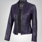 Women’s premium purple leather biker jacket