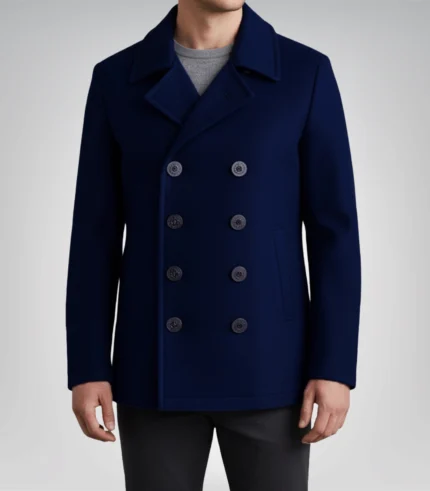 Gosett men’s navy blue double-breasted wool peacoat modern fit
