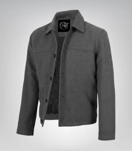 Kevin men’s gray wool button-up jacket tailored winter coat