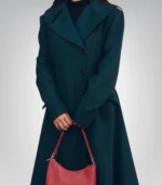 The Duchess Women’s Long Green Wool Coat Double-Breasted