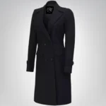 Stephany Women’s Black Double-Breasted Wool Coat Classic Winter Outerwear