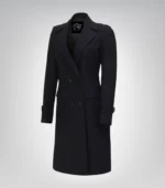 Stephany Women’s Black Double-Breasted Wool Coat Classic Winter Outerwear