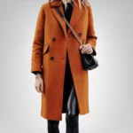 The Classicist Women’s Rust Double-Breasted Wool Coat Timeless Winter Essential