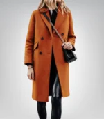 The Classicist Women’s Rust Double-Breasted Wool Coat Timeless Winter Essential