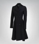 Carol Women’s Black Double-Breasted Wool Trench Coat