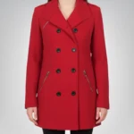 Scarlet Women’s Red Double-Breasted Wool Peacoat