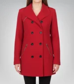 Scarlet Women’s Red Double-Breasted Wool Peacoat