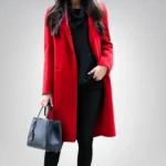 Women’s Red Single-Breasted Wool Walker Coat