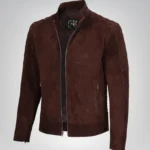 Men’s Top Notch Dark Brown Suede Jacket Premium Real Suede Zip Style