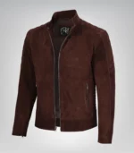 Men’s Top Notch Dark Brown Suede Jacket Premium Real Suede Zip Style