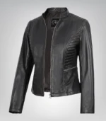 Women’s distressed brown moto leather jacket