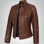 Acerra women’s slim-fit genuine leather biker jacket