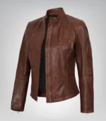 Acerra women’s slim-fit genuine leather biker jacket