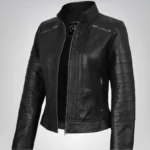 Bergamo women’s genuine black leather motorcycle jacket
