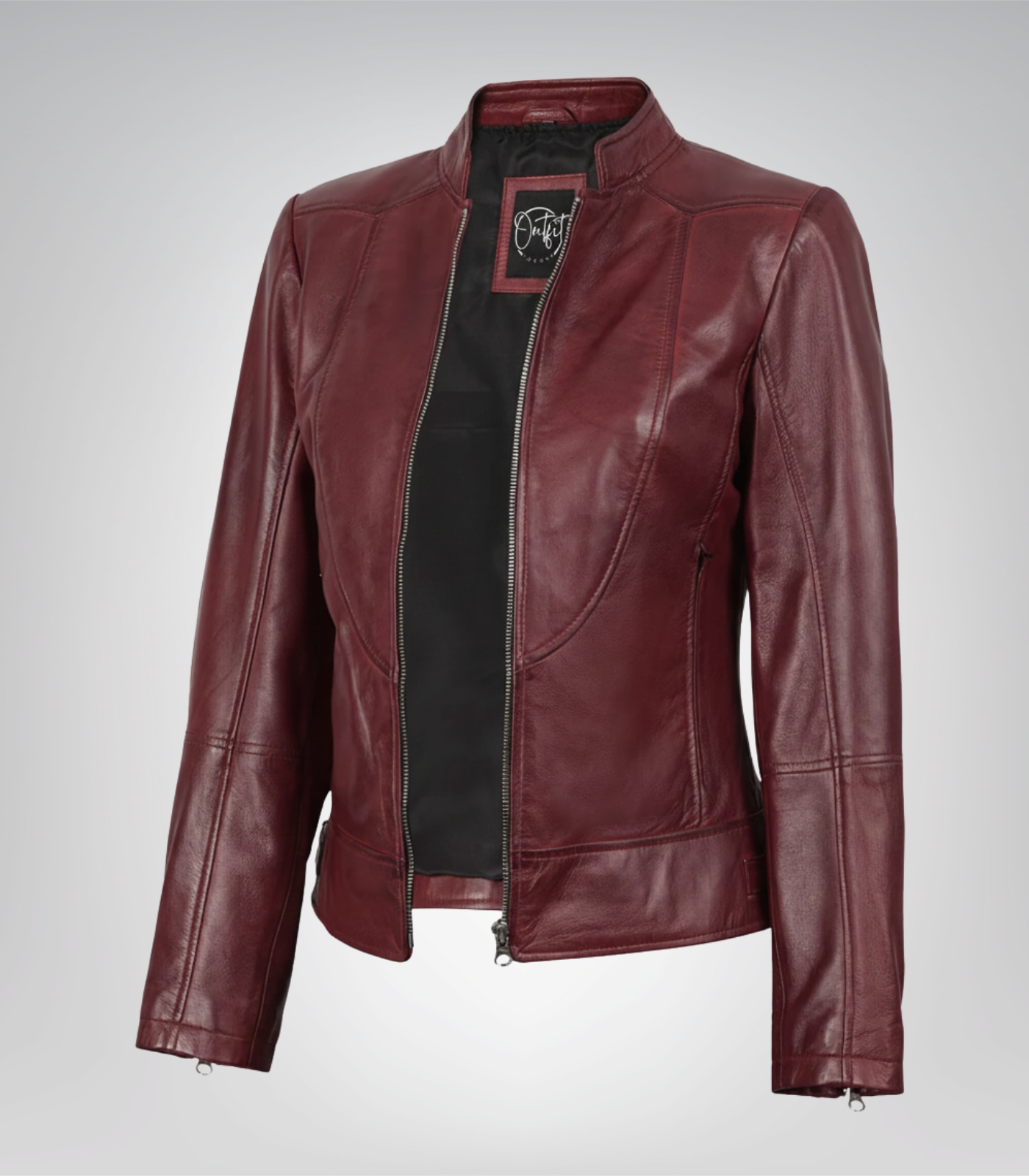 Women’s Genuine Burgundy Leather Jacket – Slim Fit Women’s genuine burgundy leather jacket with slim fit