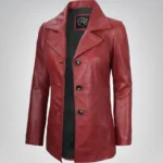 Women’s red real lambskin leather blazer