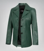 Women’s green real lambskin leather blazer