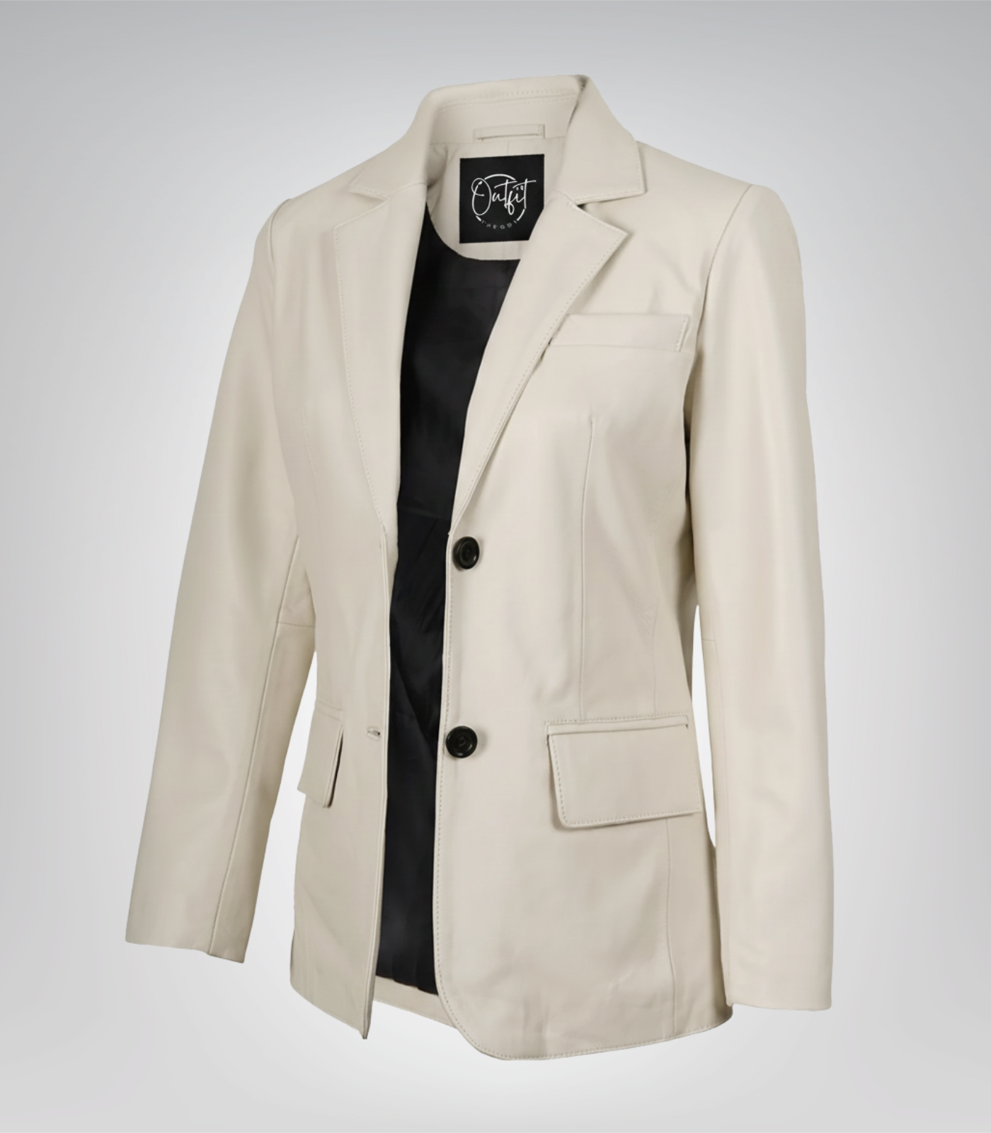 Women’s Off-White Real Lambskin Leather Blazer Women’s off-white real lambskin leather blazer