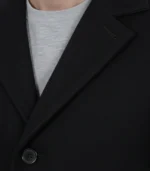 Men’s Single-Breasted Black Wool Coat Modern Fit Long Overcoat - Image 2