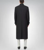 McGhee Men’s Black Wool Trench Coat Erect Collar Formal Overcoat - Image 2