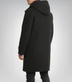 Bennie men’s premium black wool duffle coat featuring hood and toggles