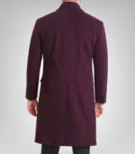 Burgundy wool single-button tailored winter overcoat for men by Victor