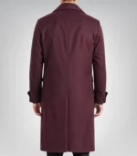 Burgundy wool double-breasted tailored overcoat for men by Luke
