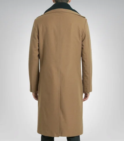 Camel brown shearling wool high-collar winter coat for men by Gary