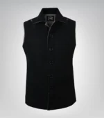 Lester Men Black and Gray Reversible Wool Vest - Image 2