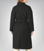Genesis Women’s Black Oversized Long Wool Coat Relaxed Fit with Detachable Belt - Image 2