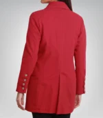 Maxine Women’s Red Double-Breasted Wool Coat Tailored Winter Jacket with Gold Buttons - Image 2