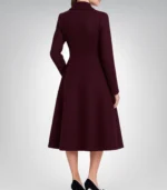 Carol Women’s Burgundy Double-Breasted Wool Coat Sculpted Waist Winter Outerwear - Image 2