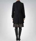 Josephine Women’s Mid-Length Black Wool Coat Cozy Winter Outerwear with Button Front - Image 2