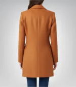 Barbara Women’s Mid-Length Rust Wool Coat Warm Shawl Lapel Winter Outerwear - Image 2