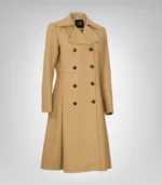 The Commander Women’s Beige Double-Breasted Wool Trench Coat Long Tailored Winter Coat - Image 2