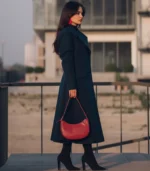 The Duchess Women’s Long Green Wool Coat Double-Breasted - Image 2