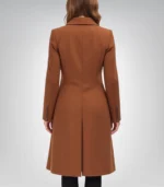 Denise Women’s Double-Breasted Camel Brown Wool Coat Elegant Flared Winter Outerwear - Image 2