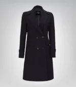 Stephany Women’s Black Double-Breasted Wool Coat Classic Winter Outerwear - Image 2