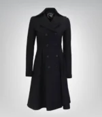 Carol Women’s Black Double-Breasted Wool Trench Coat - Image 2