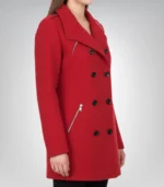 Scarlet Women’s Red Double-Breasted Wool Peacoat - Image 2