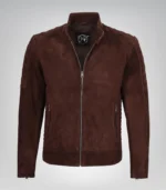 Men’s Top Notch Dark Brown Suede Jacket Premium Real Suede Zip Style - Image 2