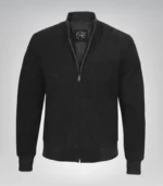 Men’s Premium Black Real Suede Bomber Jacket Classic Zip Front Style - Image 2
