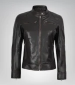 Distressed brown real leather moto jacket for women – Dodge edition