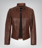 Slim-fit real leather biker jacket for women by Acerra