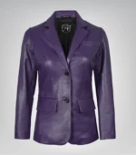 Women’s premium purple lambskin leather blazer jacket