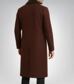 Javier men’s premium chocolate brown wool coat featuring shearling collar