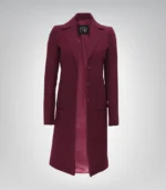 The Royale Women’s Burgundy Long Wool Coat Elegant Winter Outerwear - Image 3