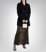 Shalon Executive Women’s Black Double-Breasted Wool Overcoat 3/4 Length Winter Coat - Image 3