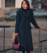 The Duchess Women’s Long Green Wool Coat Double-Breasted - Image 3