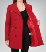 Scarlet Women’s Red Double-Breasted Wool Peacoat - Image 3